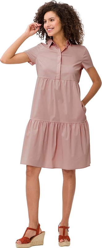 Różowa sukienka Heine rozkloszowana mini z krótkim rękawem