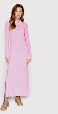 Różowa sukienka Hugo Boss z długim rękawem w stylu casual prosta