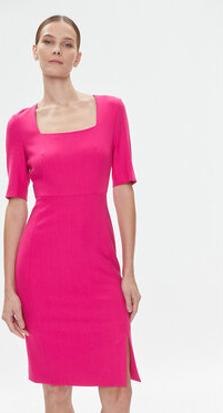 Różowa sukienka Hugo Boss z krótkim rękawem dopasowana mini