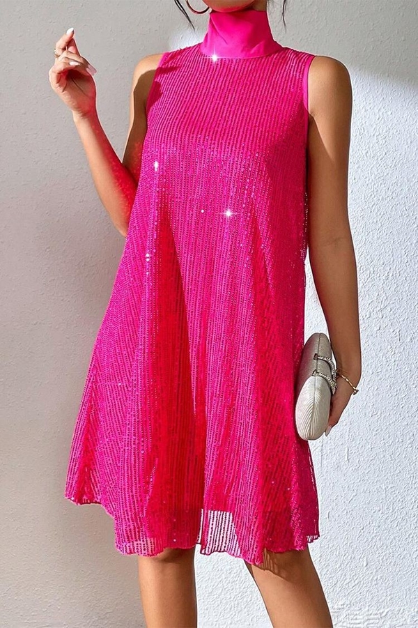 Różowa sukienka IVET bez rękawów mini