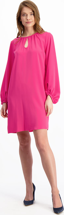 Różowa sukienka Lavard z długim rękawem mini