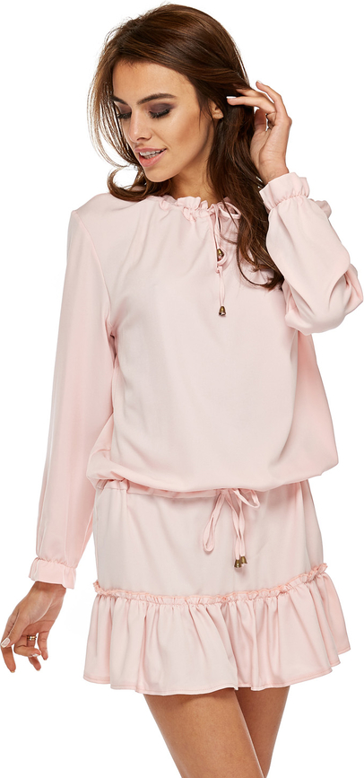 Różowa sukienka Made In Poland By Ooh La La koszulowa z zamszu w stylu boho