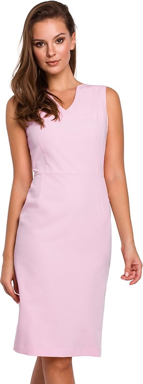 Różowa sukienka Makover mini bez rękawów ołówkowa