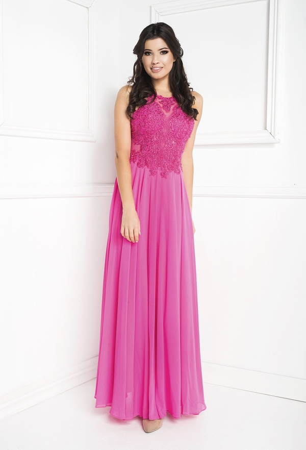 Różowa sukienka Marcelini z szyfonu