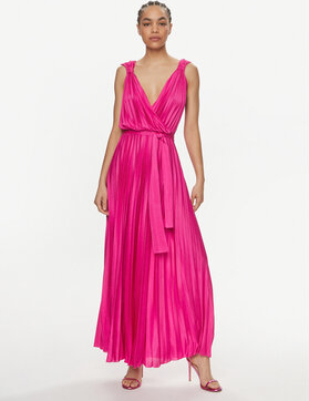 Różowa sukienka Max & Co. z dekoltem w kształcie litery v na ramiączkach maxi