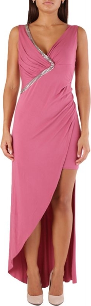 Różowa sukienka Met maxi bez rękawów z dekoltem w kształcie litery v
