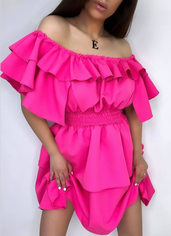 Różowa sukienka Mielczarkowski mini z krótkim rękawem w stylu casual