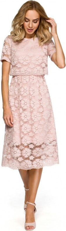 Różowa sukienka MOE midi z tkaniny