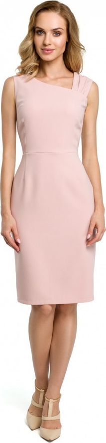 Różowa sukienka MOE ołówkowa midi z wełny