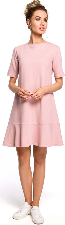 Różowa sukienka MOE trapezowa z bawełny midi