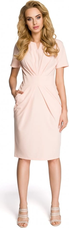 Różowa sukienka MOE z dekoltem w kształcie litery v z krótkim rękawem dopasowana