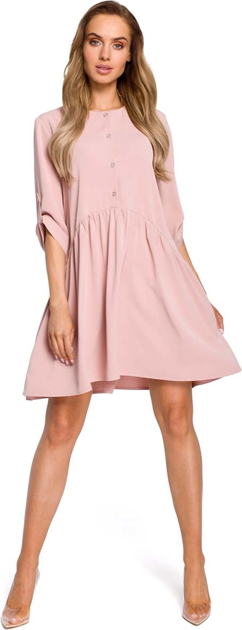 Różowa sukienka MOE z długim rękawem mini