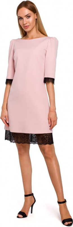 Różowa sukienka MOE z tkaniny z długim rękawem