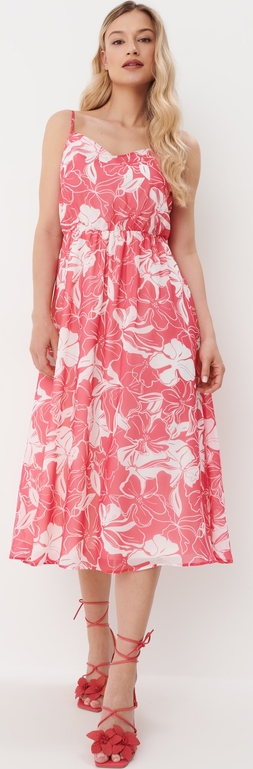 Różowa sukienka Mohito bez rękawów midi