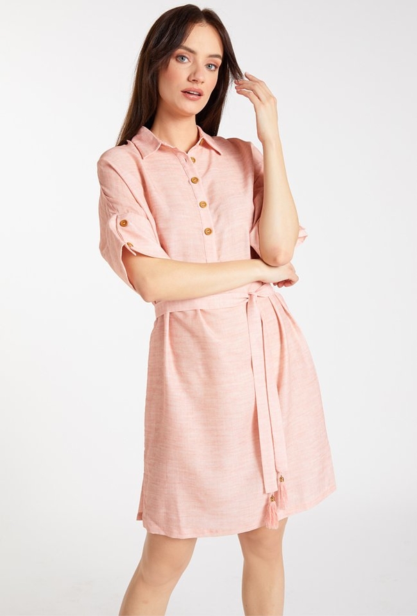 Różowa sukienka Monnari z krótkim rękawem mini
