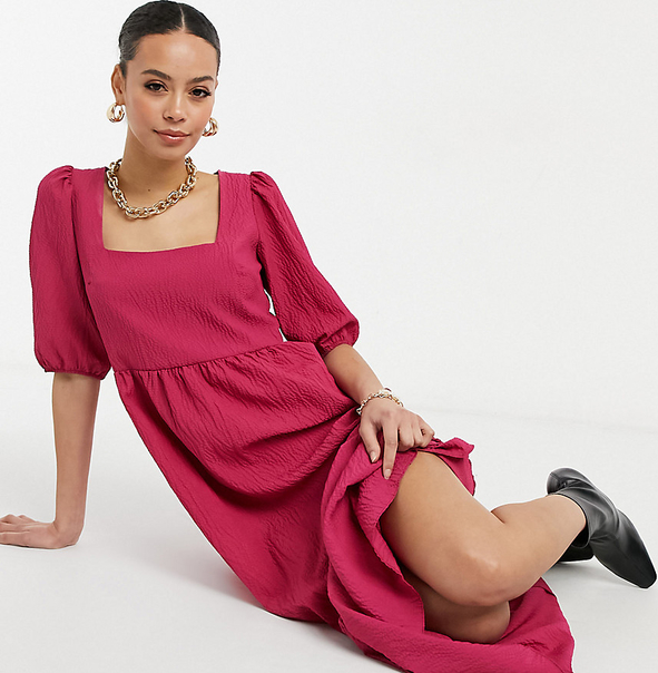 Różowa sukienka New Look z dekoltem w kształcie litery v w stylu casual