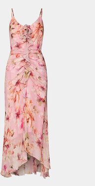 Różowa sukienka Nissa na ramiączkach maxi z dekoltem w kształcie litery v