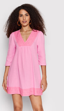 Różowa sukienka Only mini w stylu casual z długim rękawem
