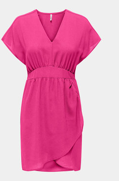 Różowa sukienka Only mini z dekoltem w kształcie litery v