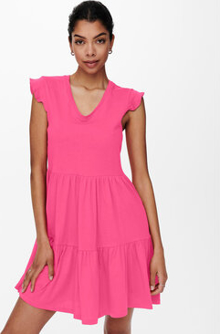 Różowa sukienka Only w stylu casual mini z krótkim rękawem
