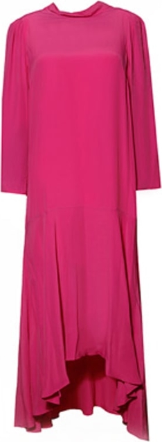 Różowa sukienka Patrizia Pepe maxi z okrągłym dekoltem z długim rękawem