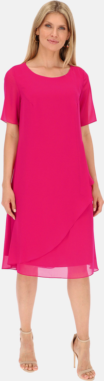 Różowa sukienka POTIS & VERSO midi z krótkim rękawem
