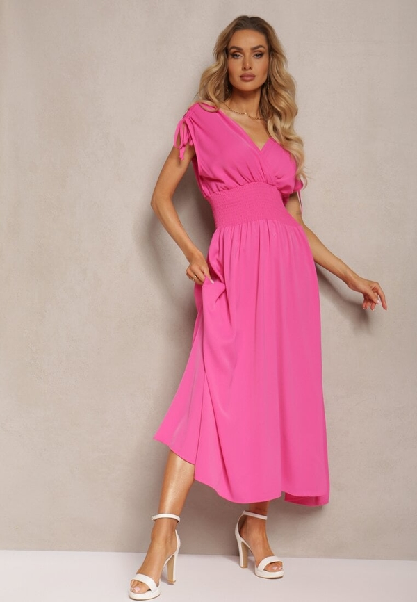 Różowa sukienka Renee maxi kopertowa