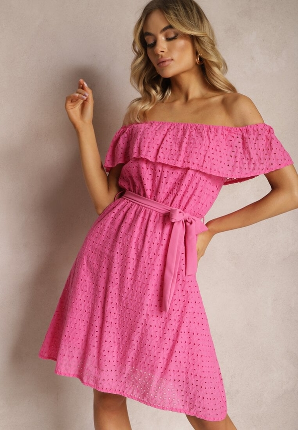 Różowa sukienka Renee mini rozkloszowana hiszpanka