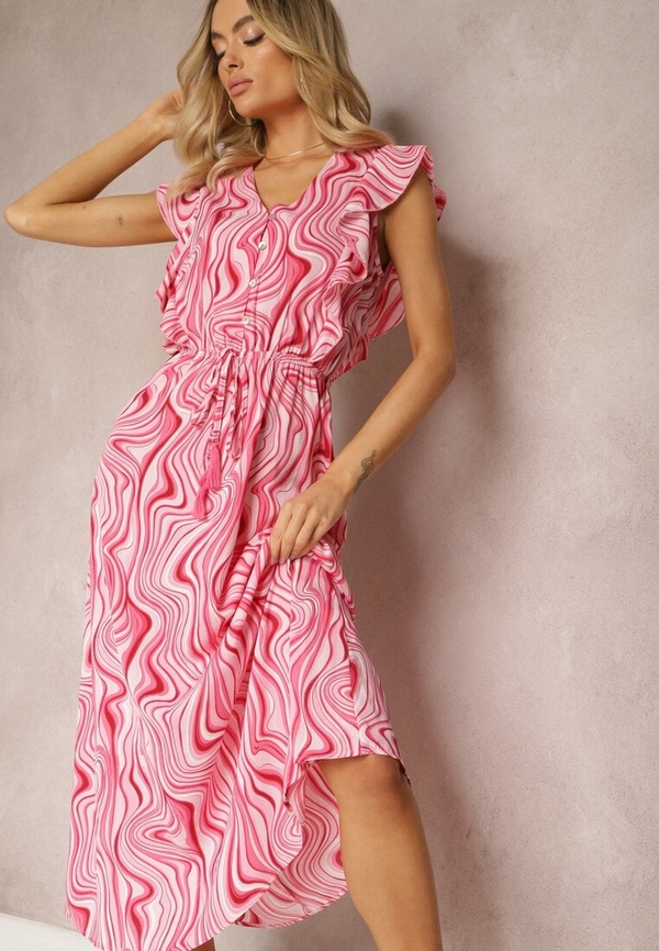 Różowa sukienka Renee rozkloszowana maxi