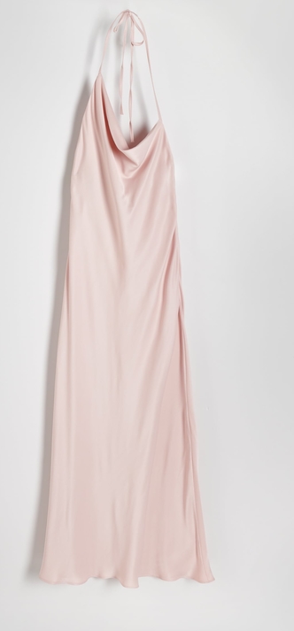 Różowa sukienka Reserved z dekoltem w kształcie litery v maxi trapezowa