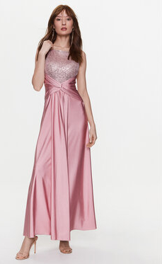 Różowa sukienka Rinascimento maxi bez rękawów