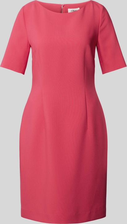 Różowa sukienka S.Oliver Black Label z okrągłym dekoltem w stylu casual z krótkim rękawem