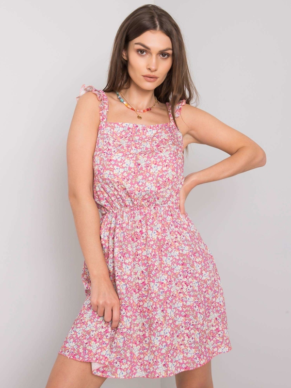 Różowa sukienka Sheandher.pl na ramiączkach rozkloszowana mini