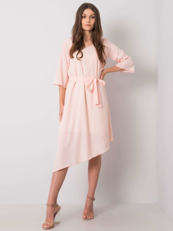 Różowa sukienka Sheandher.pl z bawełny asymetryczna midi