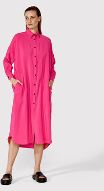 Różowa sukienka Simple koszulowa midi