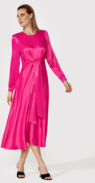 Różowa sukienka Simple z długim rękawem