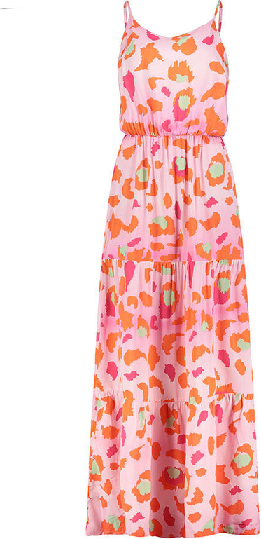 Różowa sukienka SUBLEVEL na ramiączkach z dekoltem w kształcie litery v w stylu boho