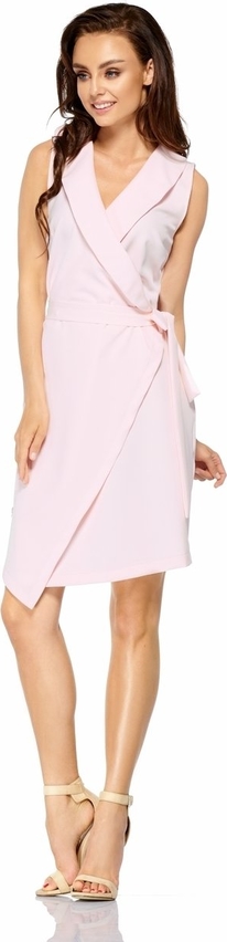 Różowa sukienka TAGLESS mini z dekoltem w kształcie litery v