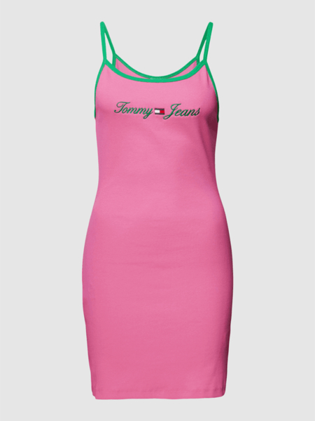Różowa sukienka Tommy Jeans dopasowana na ramiączkach mini
