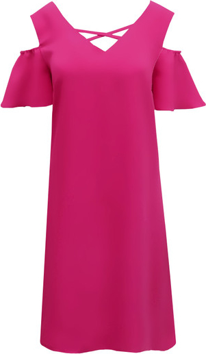 Różowa sukienka Trynite z dekoltem w kształcie litery v z tkaniny oversize