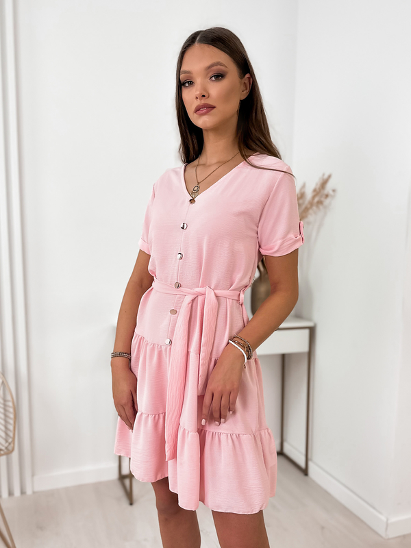 Różowa sukienka Ubra z krótkim rękawem w stylu casual