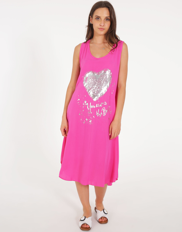 Różowa sukienka Unisono na ramiączkach