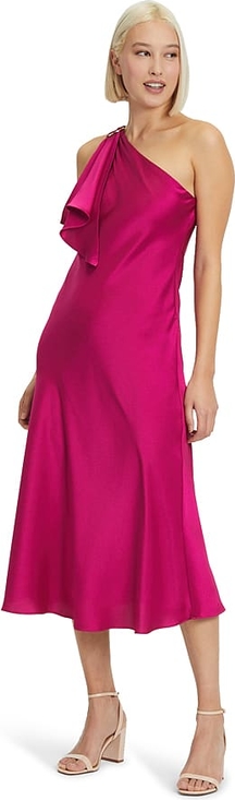 Różowa sukienka Vera Mont midi z dekoltem w kształcie litery v bez rękawów