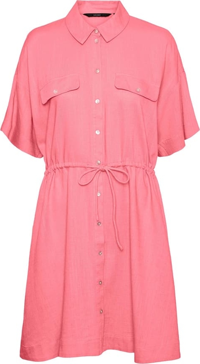 Różowa sukienka Vero Moda z krótkim rękawem koszulowa mini