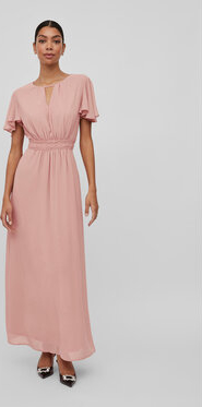 Różowa sukienka Vila z krótkim rękawem maxi