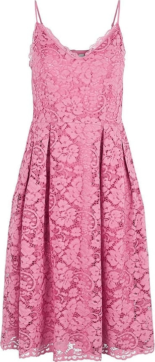 Różowa sukienka Y.A.S rozkloszowana mini z dekoltem w kształcie litery v
