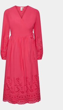 Różowa sukienka YAS z dekoltem w kształcie litery v z długim rękawem w stylu casual