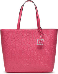 Różowa torebka Armani Exchange w wakacyjnym stylu duża na ramię