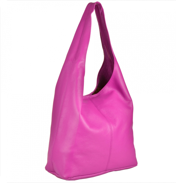 Różowa torebka Borse in Pelle ze skóry matowa w stylu glamour