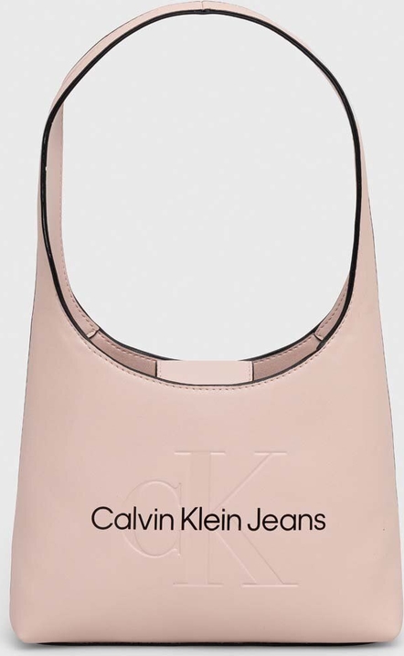 Różowa torebka Calvin Klein duża matowa na ramię